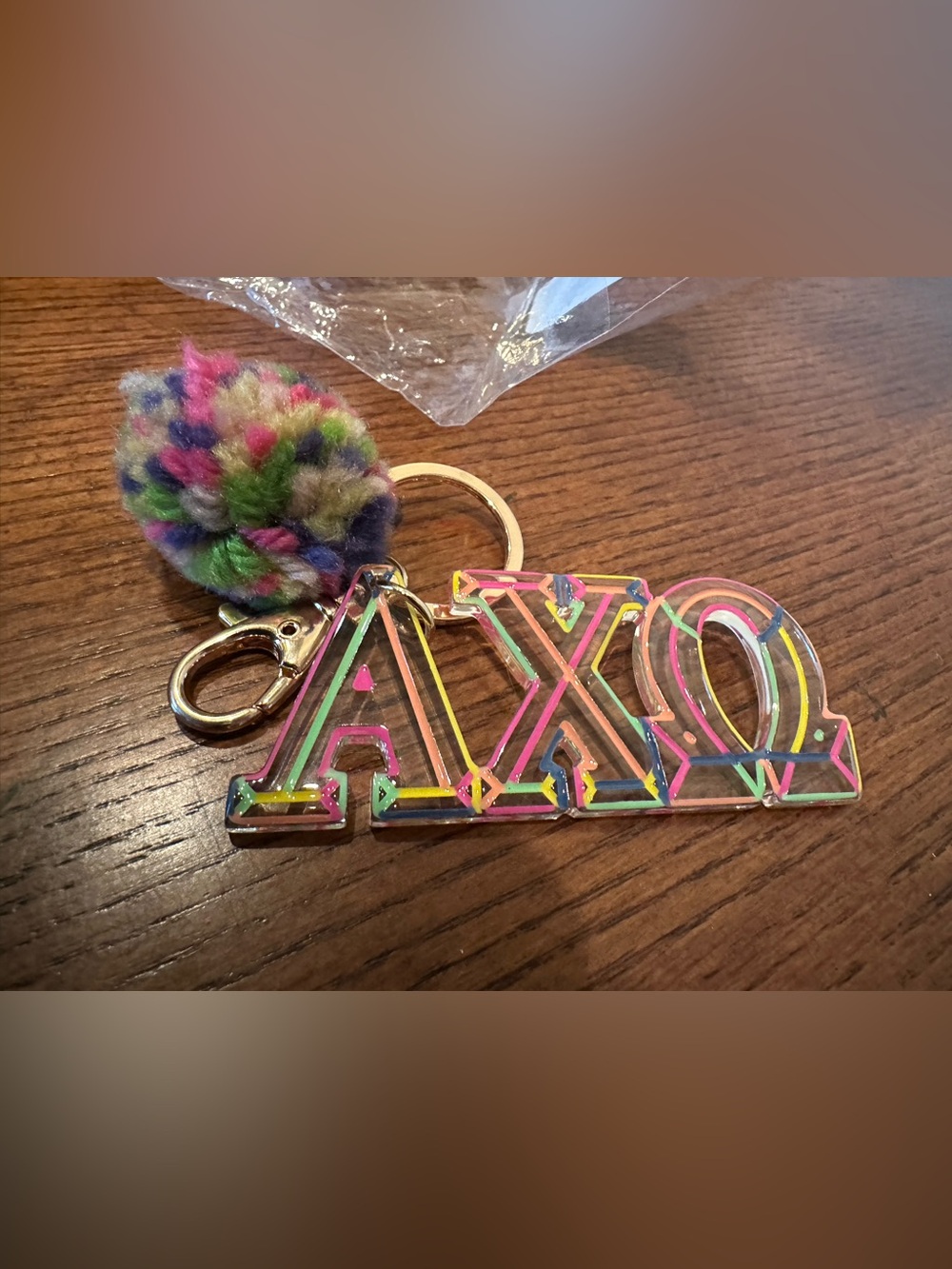AXO sorority Multicolor Pom-Pom Keychain